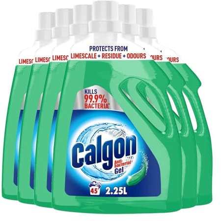 Calgon 6 x Antibacterial Gel Washing Machine Water Softener & Cleaner, Limescale Remover 2.25 Litres (Total 13.5L) Bulk Buy