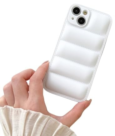 NOBAA Weiche Daunenjacke, Handyhülle für iPhone 15, 14, 12, 13, 11, 14 Pro Max, die stoßfeste Puffer-Rückseite, weiß, für iPhone 13 Pro