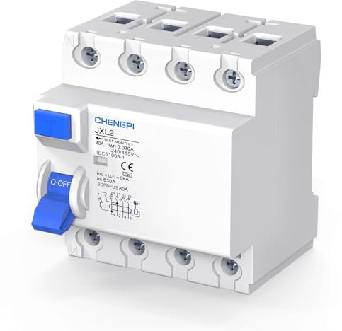 CHENGPI Disjoncteur Différentiel, Interrupteur Différentiel Type A, 40A, 30mA, 4P