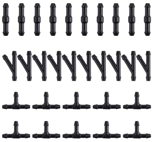 JIEYAO 30 Pcs Windshield Wipers Hose Connectors, 2-Way + 3-Way I/T/Y 3 Type Windshield Hose Kit Water Washer Pipe Adapter Universal Wiper Fluid Windscreen Jet Tubing for Universal Car Washer Nozzles