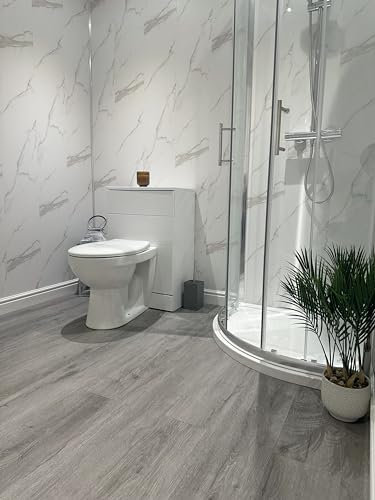 DBS Bathrooms White Marble Matt PVC Bathroom Wall Panels, Shower Wet Wall, Kitchen Cladding (10 Panels)