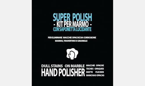 BMC Super Polish Kit universal para eliminar manchas opacas de corrosión ligera en piedras naturales y de fábrica, con almohadillas diamantadas muy finas y abrillantador sólido especial para mármol