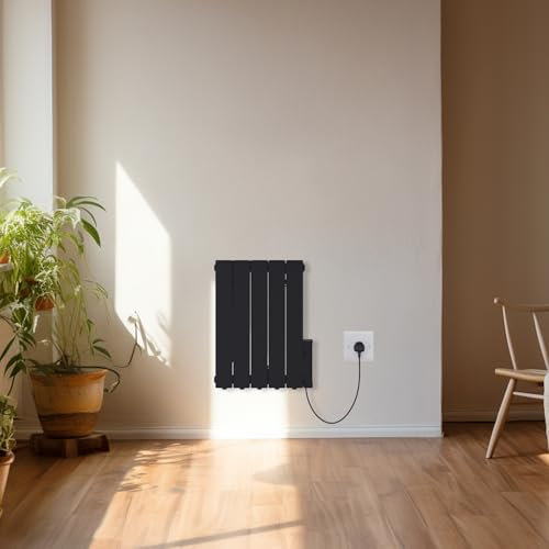 NRG 900W Electric Oil Filled Radiator LCD Display Portable Heater with Adjustable Thermostat and Timer for Home Use – Black