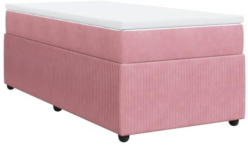 vidaXL Boxspringbett, Polsterbett Bett mit Matratze Matratzenauflage, Bettgestell mit Lattenrost, Einzelbett für Schlafzimmer, Rosa 80x200cm Samt