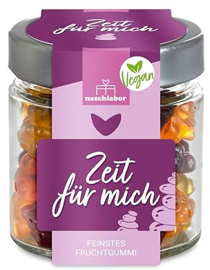 Vegan Fruchtgummi Geschenkglas Zeit für mich 120g | Geschenk für die Liebsten | Das Mitbringsel für deine Freunde | Muttertag | Geschenk für die beste Freundin | Me time