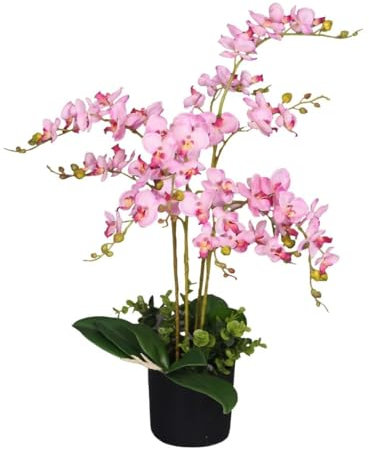 Lacers SMARAGDLINE künstliche Orchidee im Topf pink 60cm - dekorative Kunstpflanze für Wohnzimmer, Büro & Balkon - lebendige Farben, pflegeleicht, naturgetreue Optik, Dekopflanzen