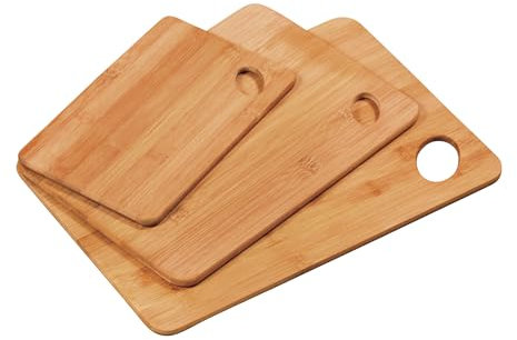 KESPER | Schneidebrett, 3er Pack, Material: Bambus, Maße: 35 x 24 x 0,8cm, Farbe: Natur | 58333
