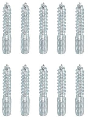 M8 (8mm) X 50mm Wood to Metal Screw Dowels Hanger Double Headed Bolts Dowel For Woodworking Connector Joining Furniture Legs Professional Carpenters DIY and Craft Projects - Pack of 10