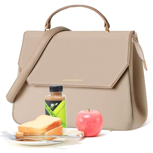 Hihealer Vegane Leder-Lunchtasche für Frauen – Isolierte & Auslaufsichere Brotdose – Leicht & Wasserdicht für Beruf/Reisen - Geschenk Für Lehrer/Muttertag