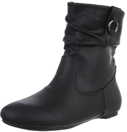 Ital Design Damenschuhe Stiefeletten Flache Stiefeletten, 9968-, Kunstleder, Schwarz, Gr. 39