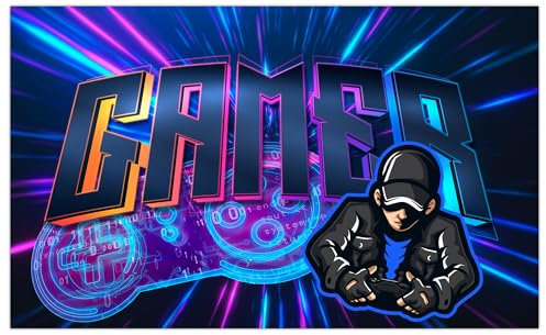 timalo® Cooles Graffiti Bild mit Namen | Modernes Wandposter für Jungs und Mädchen Teenager Kinderzimmer Wandbild Mauer schwarz-weiss Zimmer Poster personalisiert | gamer32-B140xH61cm