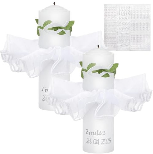 Sinmoe Taufkerze Selber Machen Set 2 Tropfschutz Taufkerze 3 Blatt Wachsbuchstaben für Kerzen 4 Fische au Holz Tischdeko für Tauf Firmung Hochzeit Verzieren von Tauf