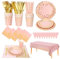 186PCS pink and Gold Party Supplies Set,25 Guests Golden Dot Party Dinnerware,ncludes pink Paper Plates Napkins Paper Cups Tableware,for Wedding Shower,Engagement,Wedding,Birthday