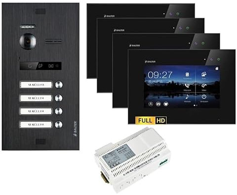 BALTER EVO HD Video Türsprechanlage Black für 4 Familienhaus Kit, 4x Monitor schwarz 7