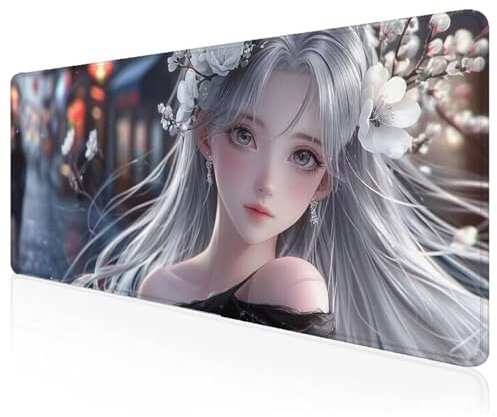 Large Mouse Mat 700x300x3mm,Gaming Mouse Pad Grey,Girl Desk Mat,Extended Mousepad with Non-Slip Rubber Base,Washable Desk Pad,Waterproof Durable Mousemat for Gaming,Office,Home Z-32