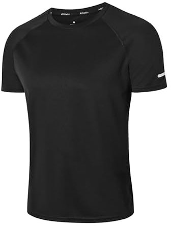 Mens Gym T-Shirts Athletic Running Sports T Shirts for Men Quick Dry Moisture Wicking Workout Work Training Breathable Cool Short Sleeve Tops(T5010-Black-XL)