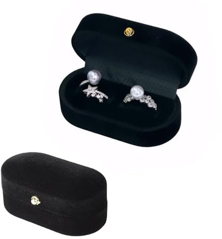 Bellabon Ring Box Oval, Ringschachtel Hochzeit, Ring Box Verlobung, Vintage Samt Ringbox, Tragbare Aufnahmebox, Schmuckkästchen Damen, Schmuck Präsentationsbox für Heiratsantrag, Verlobung