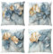 OYIMUA Leinen Kissenbezug 50x50 4er Set Blau Gold Ginkgo Dekokissen Quadratisch Sofakissen Outdoor Kissen