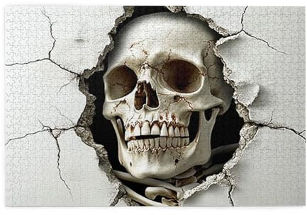Riesige 3D-Puzzles mit gruseliger Totenkopf-Wand, realistische gebrochene Wand, 1000 Teile, Puzzles für Erwachsene, Holzpuzzles für Erwachsene, Geschenke, Heimdekoration