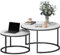 HOMCOM Lot de 2 Tables Basses gigognes, Table Basse Ronde, empilable, Design Industriel, Pieds en métal, Blanc