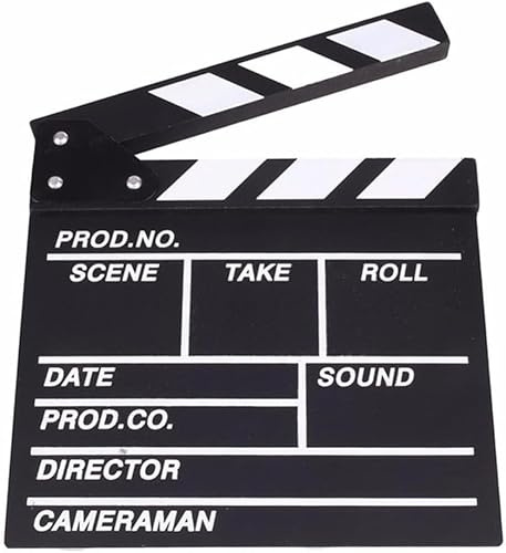 Happium Movie Film Clap Board, Hollywood Clapper Board Wooden Film Movie Clapboard Accessory with Black & White, 12 x 11inches (30 x 27cm) Give Away, Photo Booth Props