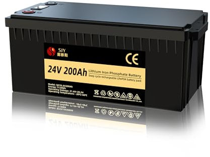 SaiJiaoYang Batteria al Litio 24V 200Ah LifePO4, 5kWh 10000 Cicli Batteria LiFePO4 di Classe A con LCD e 100A BMS Ideale per Off-Grid, Camper, Sistema Solare, Barca, Camper, Rimorchio da