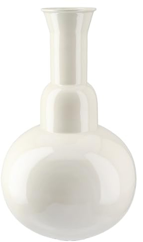 GILDE Vase Filu aus Metall - glänzend Creme - Höhe 36cm x Breite 23cm - Dekovase
