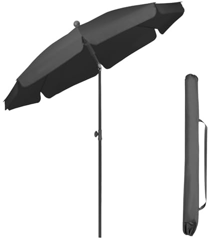 Sunula Sonnenschirm 200 cm mit Schutzhülle – Tragbar und Geeignet für Balkon Garten und Strand | Mehrfach Neigbar Sowie Höhenverstellbar mit UPF30+ Sonnenschutz | Windstabil mit 8 Streben