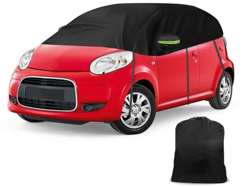 Halbe Autoabdeckung Ersatz für Citroen C1 2005-2022, Schwarz | Softtop-Dachschutz-Autoabdeckung Wasserdicht, Garage mit Riemen, UV-beständig für jedes Wetter, Regen-Sonnen-Staubschutz