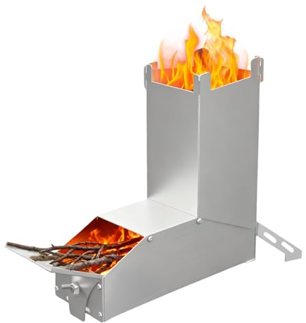 YRHome Raketenofen Edelstahl Feuerschale Kamin – Tragbarer Camping Holzofen, Campingofen mit Tasche, Campingkocher & Terrassenofen Campinggrill für BBQ Wandern Garten Silber