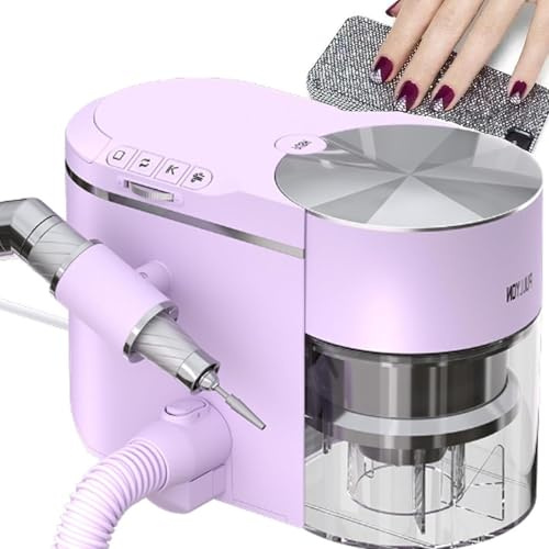 Professioneller 2-in-1 Nagelfräser und Staubabsauger mit Verlängerungsschlauch,elektrischer Nagelpolierer und Staubsauger mit 30.000 U/min,geräuscharm (≤68 dB) für Salon Heimgebrauch Purple