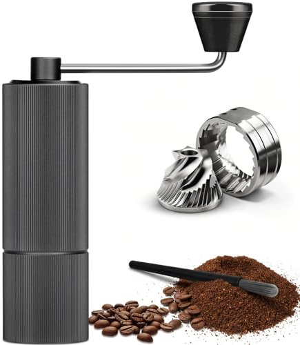 Ruycllo Macinacaffè Manuale, Macina Caffè Manuale con Macina Conica in Acciaio Inox, Coffee Grinder con 30 Impostazioni Regolabili e Capacità di 30g, per Moka, Pour Over, French press e Aeropress