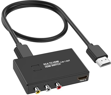 Uzifhdhi RCA to HDMI Converter, AV to HDMI Converter Adapter 2 in 1 Out