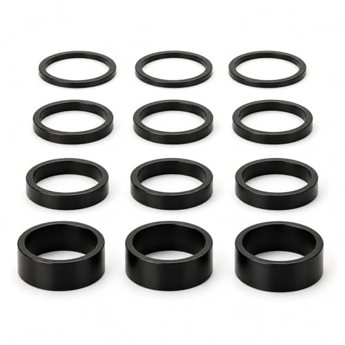 Zolara 12 Pièces Entretoise de Direction en Aluminium, 2/3/5/10mm Entretoises pour Tige de Vélo, 1 1/8 Anneaux d'Écartement Guidon 28,6 mm, pour Fourche et Guidon, pour VTT, Vélo de Route