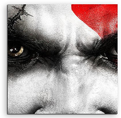 Kratos God Of War Leinwandbild in 60x60cm Made in Germany! Preiswerter fertig gerahmter Kunst-Druck zum Aufhängen - tolles und einzigartiges Motiv. Kein Poster oder Plakat!