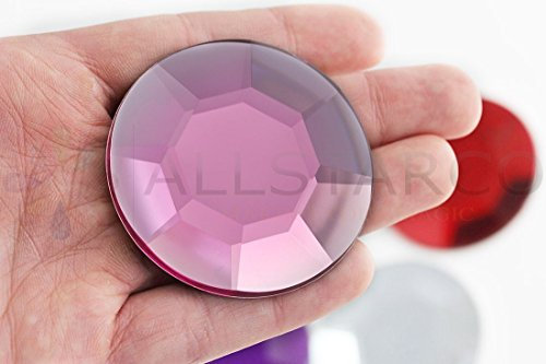 Allstarco 60 mm rosa H112 große Acryl-Strasssteine mit flacher Rückseite, für Cosplay-Kostüme, Requisiten, Verzierungen, Kunststoffsteine, Dekosteine – 2 Stück