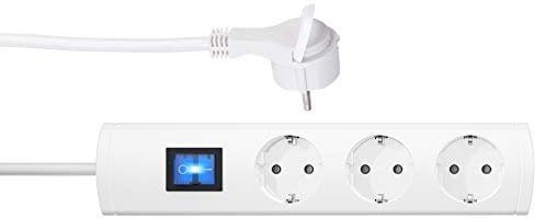 Kopp UNOversal® Plus 3-Fach Steckdosenleiste 1,4m mit Schalter I Flacher Winkelstecker + Großer Dosen-Abstand + Anschraubbar + Berührungsschutz I Mehrfachsteckdose weiß – 233302018