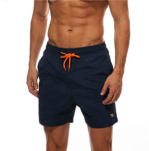 donhobo Men's Swim Trunks Board Shorts Beach Pants Swimming Waterproof Quick Dry Surfing Boardshorts(Navy,XL)