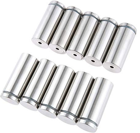 Hicello 10pcs Standoff Wall Fixings,Stainless Steel Advertisement Nails Screws 25x60mm for Sign Displays