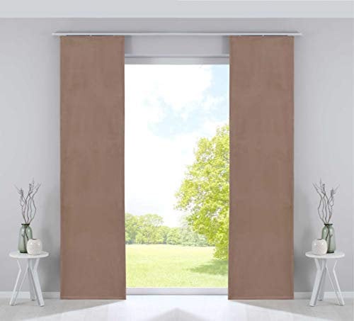 Gardinenbox 2er Set Flächenvorhänge Verdunkelung Schiebegardinen »Milano« Samt Blickdicht Blackout Paneelwägen Beschwerungsstangen Sand HxB 245x60 cm, 203571-2