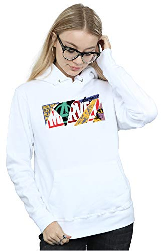 Marvel Women's Collage Logo Hoodie White Small