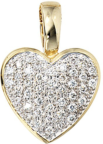 Jobo Damen-Anhänger Herz aus 14 Karat 585 Gold mit 42 Diamanten