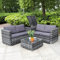 Enjoy Fit Rattan Polyrattan Lounge Sitzgruppe Garnitur Gartenmöbel aus 4 Sitze Sofa, Aufbewahrungsbox für Kissen