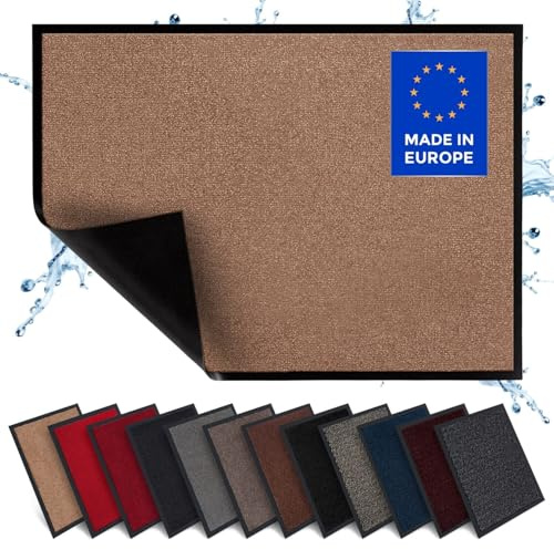 Jan Max Fußmatte Beige, 40x60 cm, rutschfeste Schmutzfangmatte | Hohe Saugfähigkeit, Sauberlaufmatte, rutschfest & sicher, einfache Reinigung, Qualität aus EU