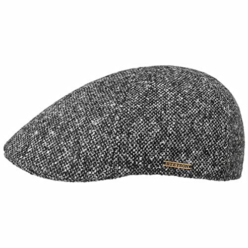 Stetson Texas Donegal Wool Flatcap Herren – Made in The EU – Gefütterte Schirmmütze aus Baumwolle – Schiebermütze aus Wolle – Melierte Tweed-Cap - Herbst/Winter grau-meliert L (58-59 cm)