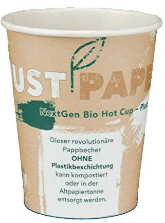 1000 Bio Kaffeebecher Coffee to go Becher Just Paper 12oz 300ml 0,3l Slim Ø80mm kompostierbar ohne PLA oder PE Beschichung in Papiertonne entsorgbar - Inkl. VerpG in D