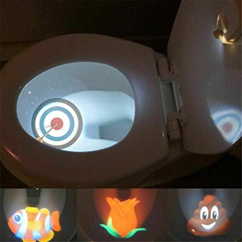 Motion Sensor Toilet Target Toddler Target Potty Training Light - Toilet Light Projection - 4 Different Images - Promotes Independent Learning for Children Boys Standing Urinal