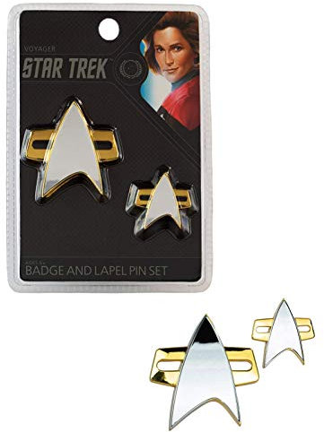 Quantum Mechanix QMx – Star Trek: Voyager Badge and Pin Set, Silberfarben, Kunstharz