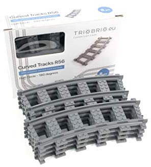 Trixbrix.eu Curved Tracks R56 Compatible with Lego City Train Sets 60197 60198 10277 60205 60238 60337