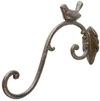 Manufaktur-Lichtbogen Blumenampelhalter mit Vogel aus Gusseisen Wandhaken Metall